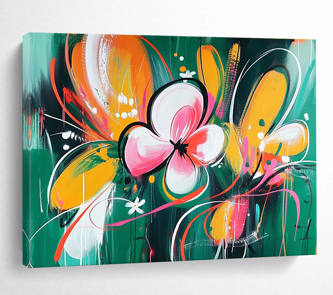 Colorful Floral Abstract Painting with Vibrant Blossoms DYP366