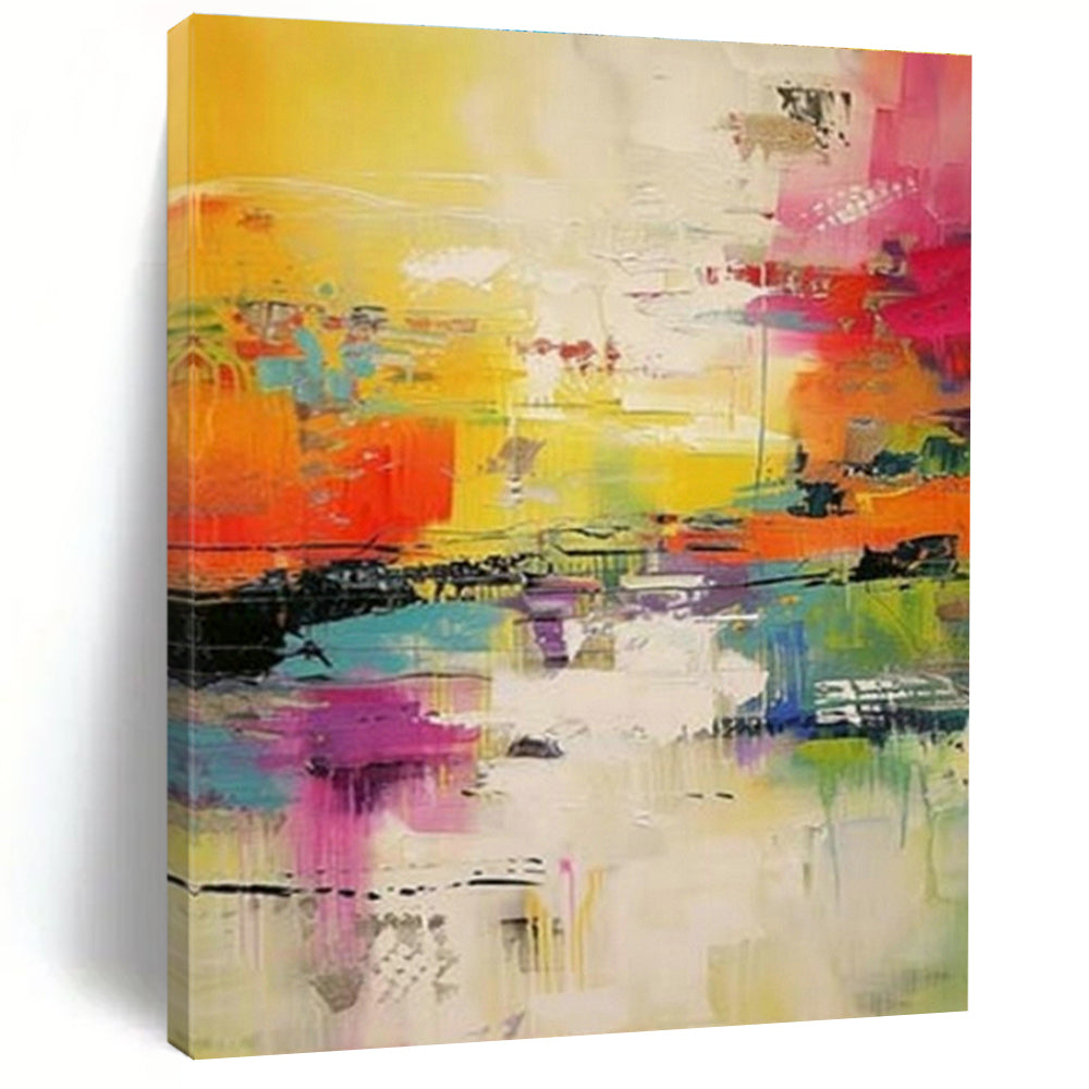 Large Hand-Painted Abstract Art for Living Room and Cottage Dining Room DLZ1557