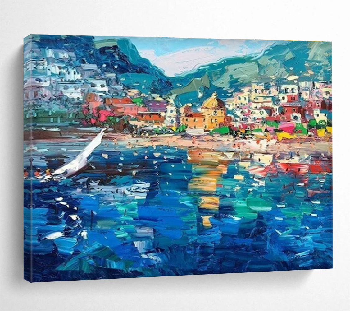 Amalfi Coast Harbor Abstract Painting THY426