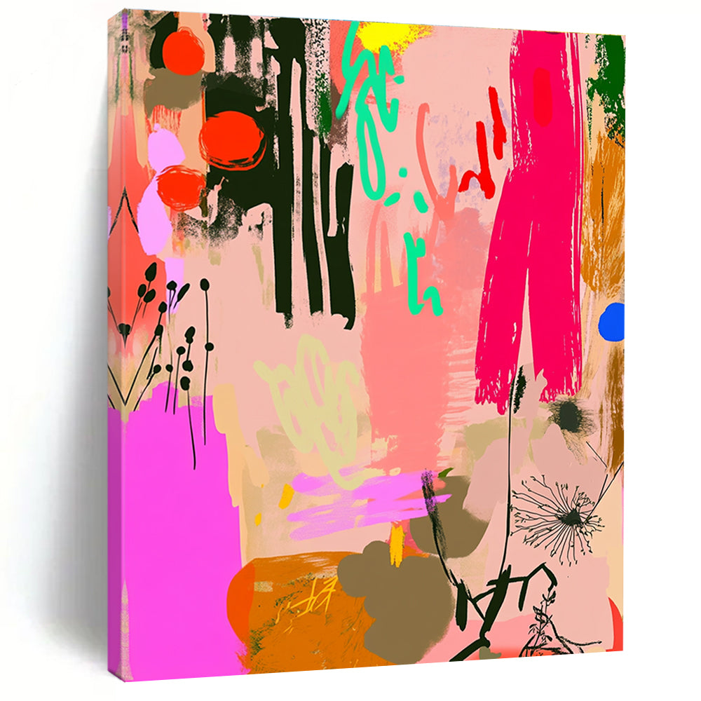 Eclectic Abstract Doodles Painting with Mixed Elements GER084