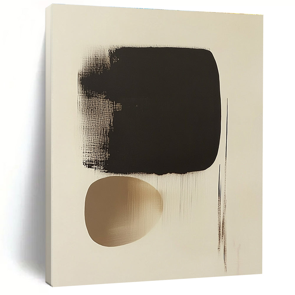 Black and Beige Abstract Painting with Soft Edges GER171