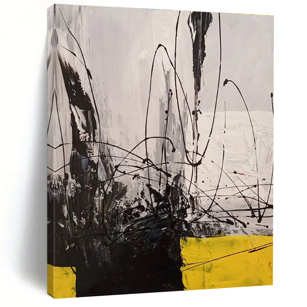 Black - line Dynamic Abstract Painting for Bold Interiors ADGE053