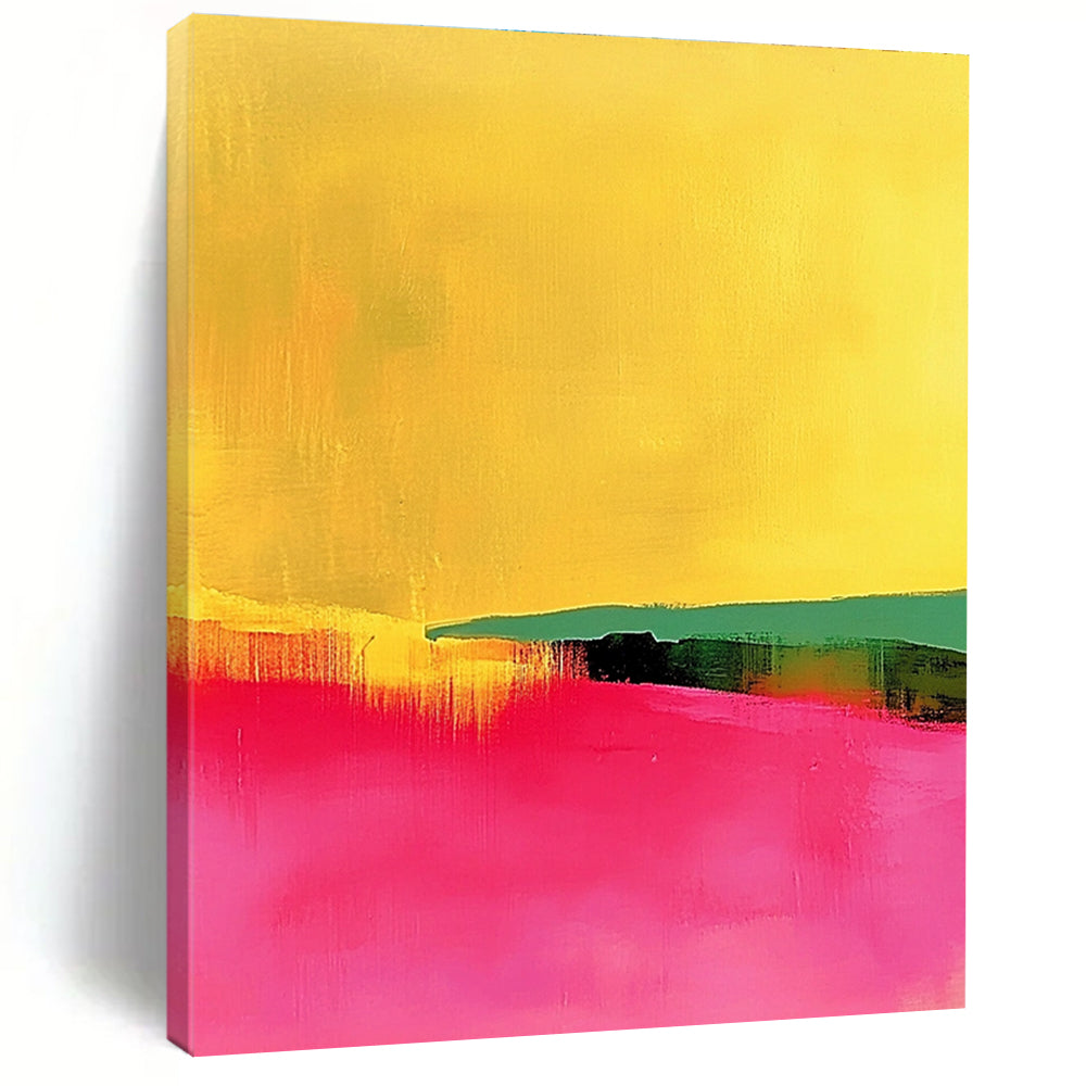 Yellow Pink and Green Abstract Landscape Painting GER190