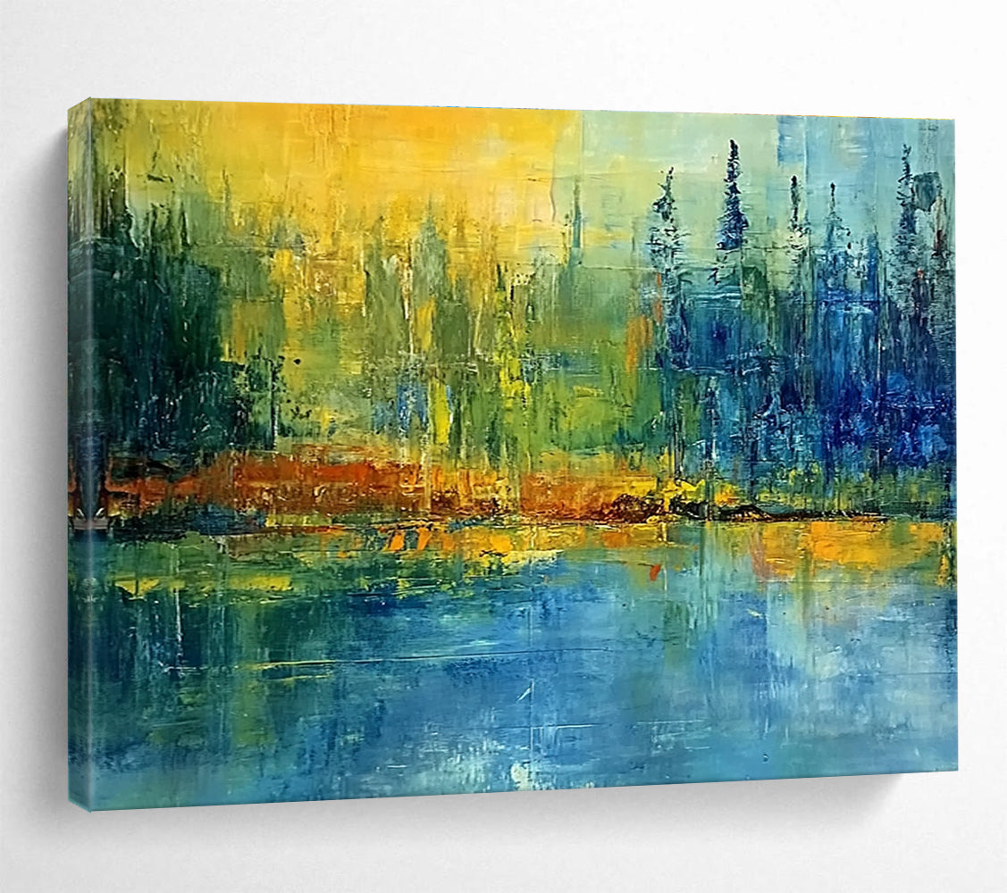 Color - Blended Landscape Abstract Painting with Yellow, Blue and Green DYP110