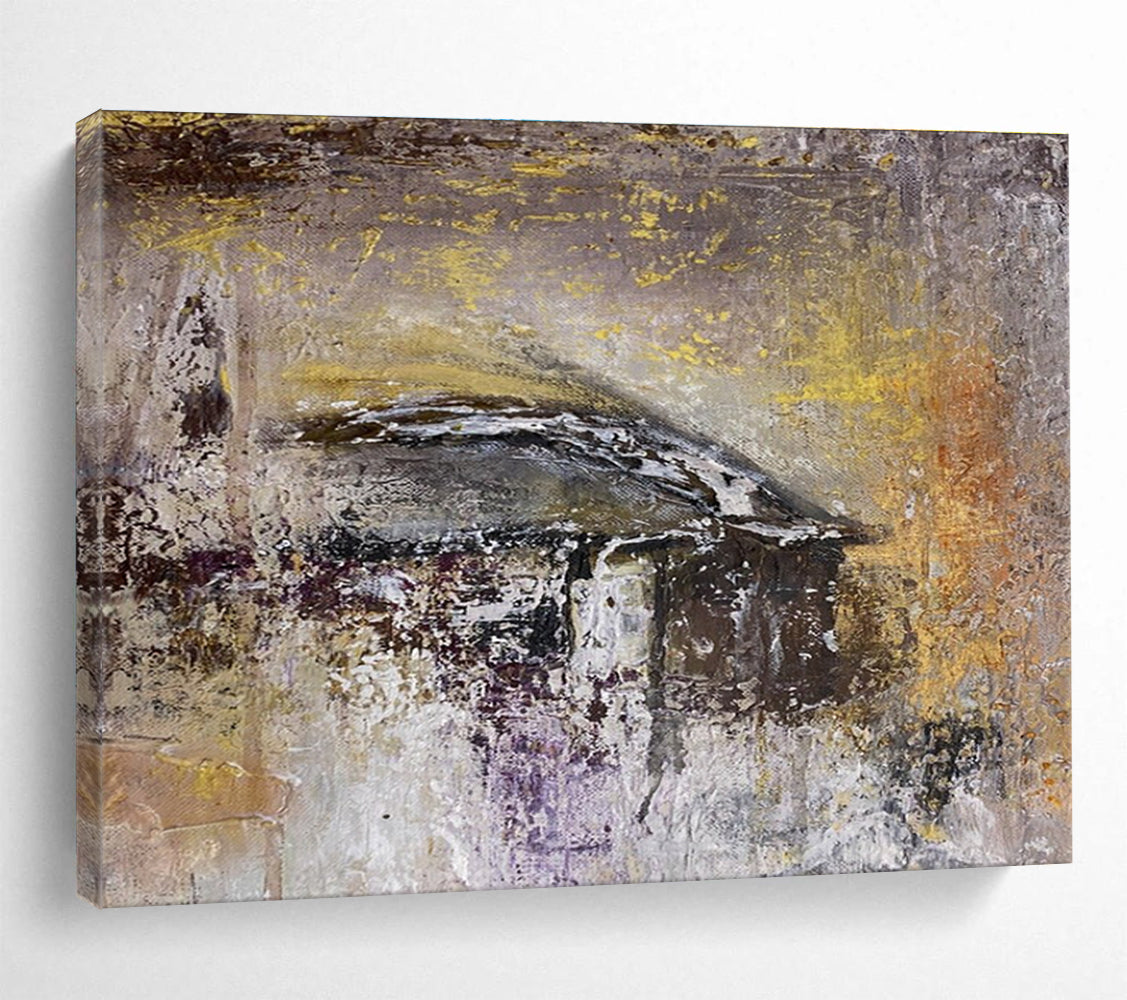 Gray Purple Abstract Painting with Muted - Mysterious Hues THY372