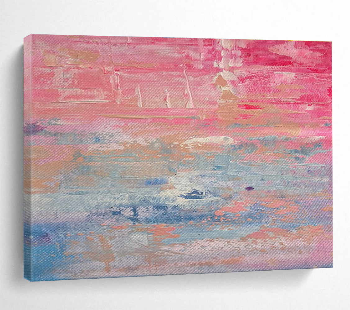 Pink Blue Abstract Painting with Soft, Romantic Atmosphere THY386