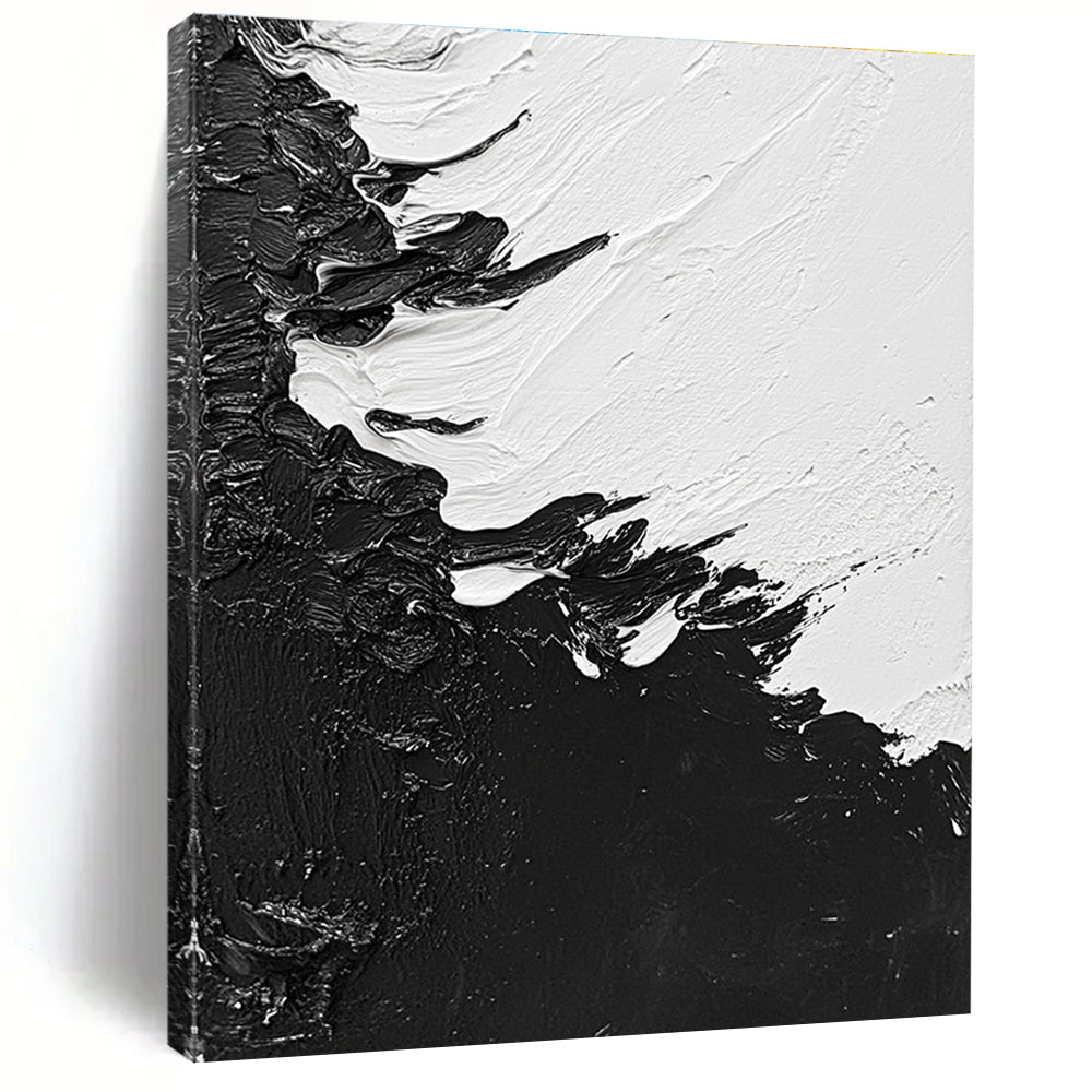 Black White Textured Edges Abstract Painting GER825