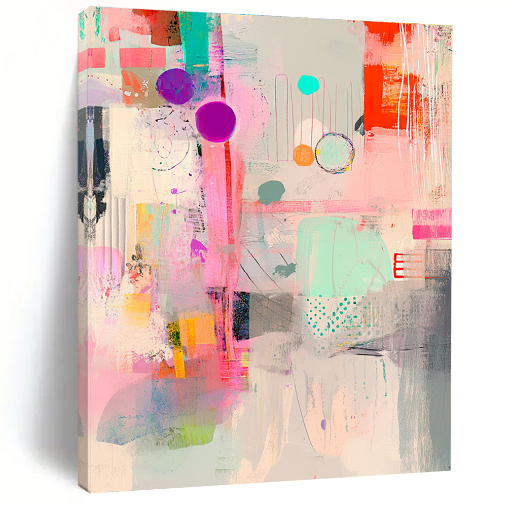 Vibrant Abstract Mosaic Painting with Eclectic Elements GER138