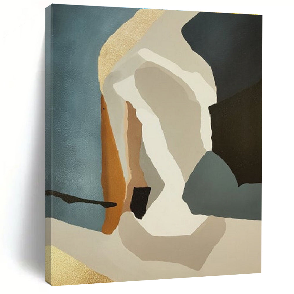 Geometric Shapes in Earth Tones with Gold Accents Abstract Painting ADGE145