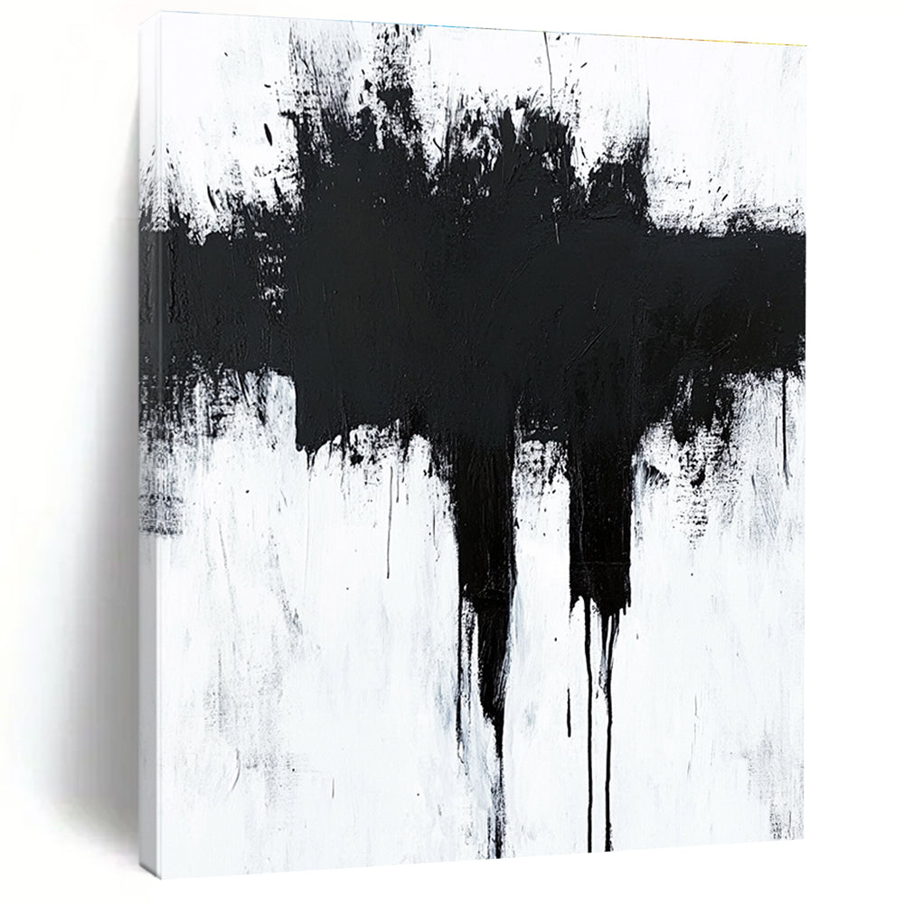 Dramatic Black Drip Abstract with White Background GER346