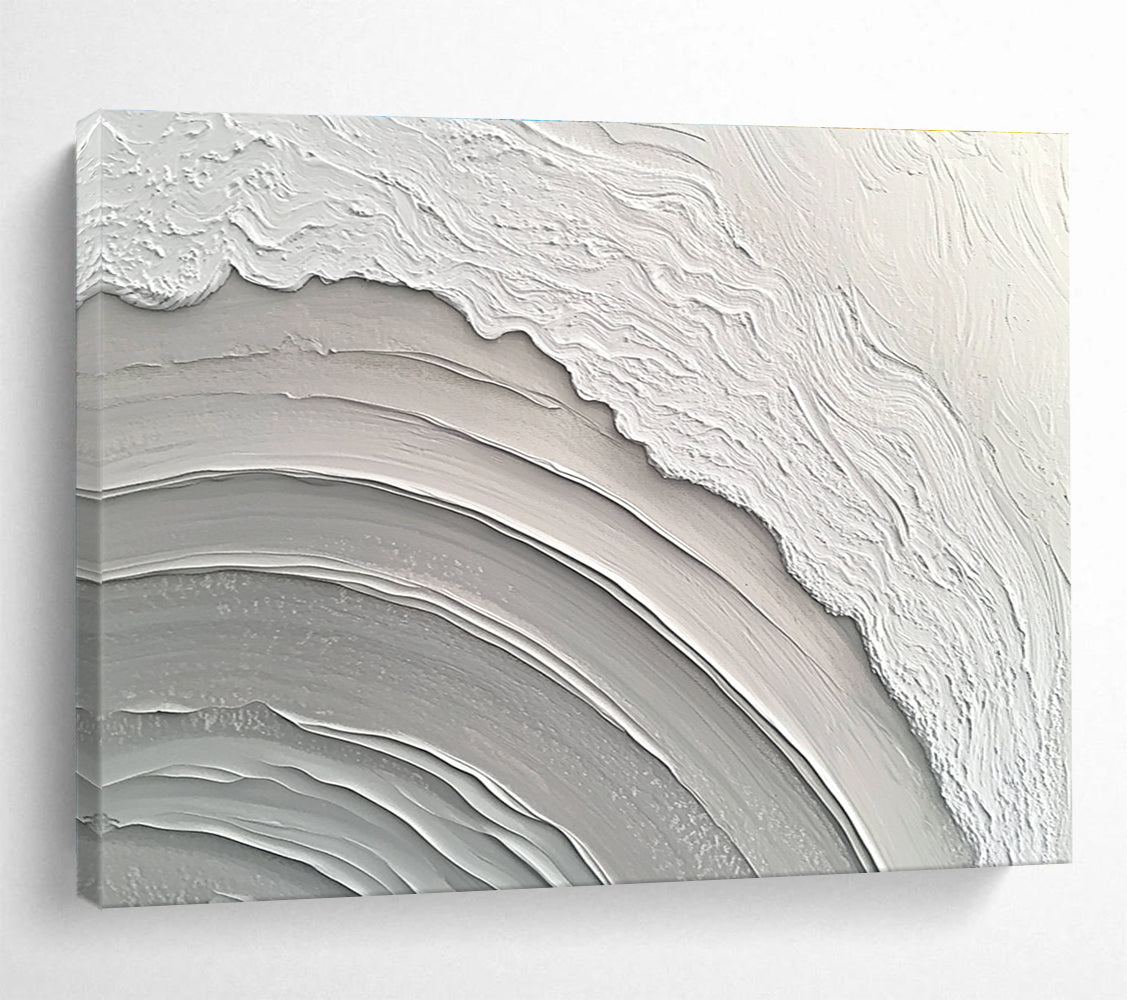 Gray White Textured - Wavy Layers Abstract Painting DYP043