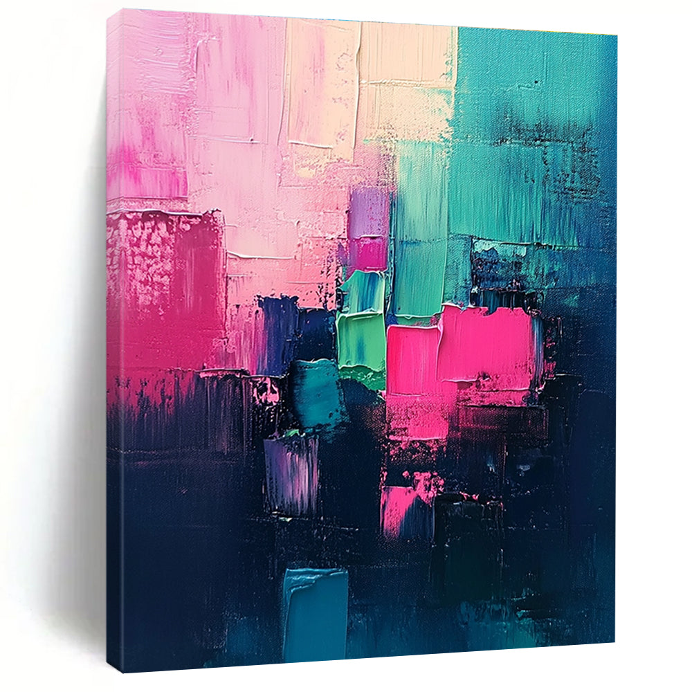 Colorful Block Abstract Painting with Textured Layers GER461