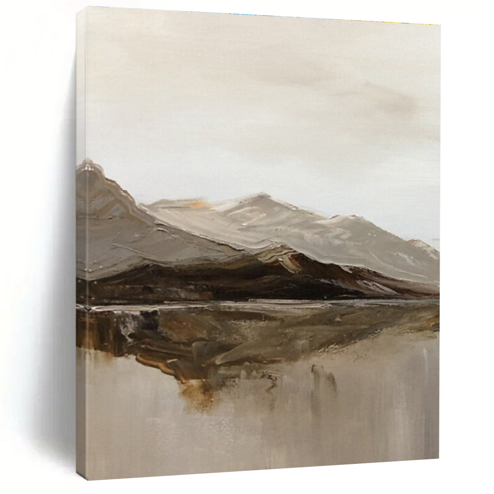 Mountain and Lake Reflection Abstract Painting ADGE358