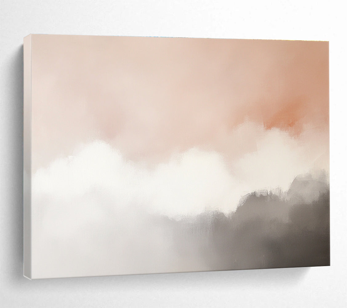 Soft Cloud Abstract Painting with Peach and Gray Tones DYP518