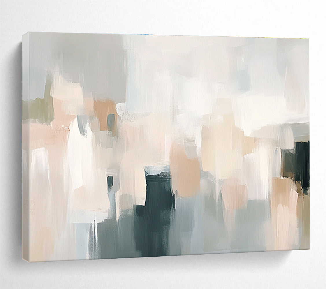Soft Tones Abstract Painting with Beige Gray and Black DYP219
