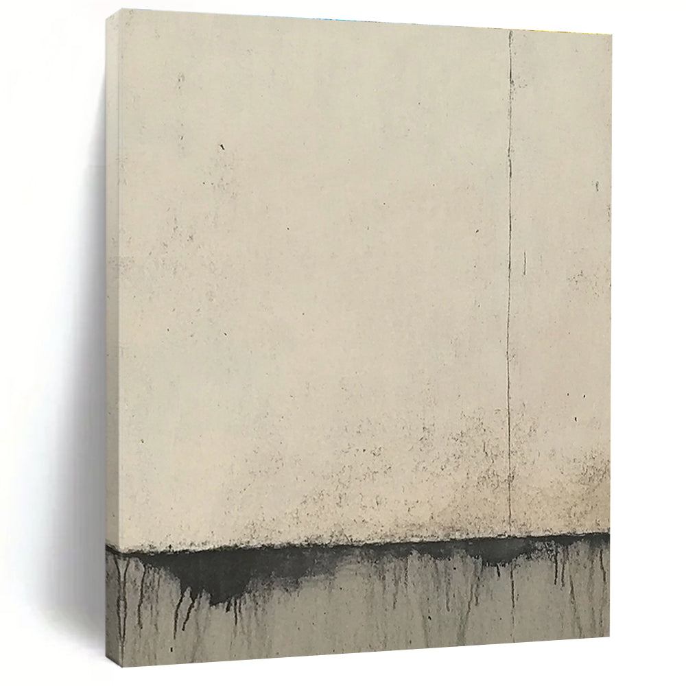 Large Abstract Painting Featuring Concrete Wall Edges In Soft Beige And Gray Tones Evoking Simplicity And Elegance.STSC950