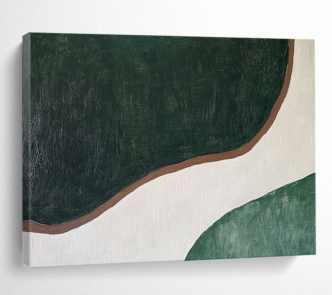 Green and Brown Curved - Shape Abstract Painting DYP123