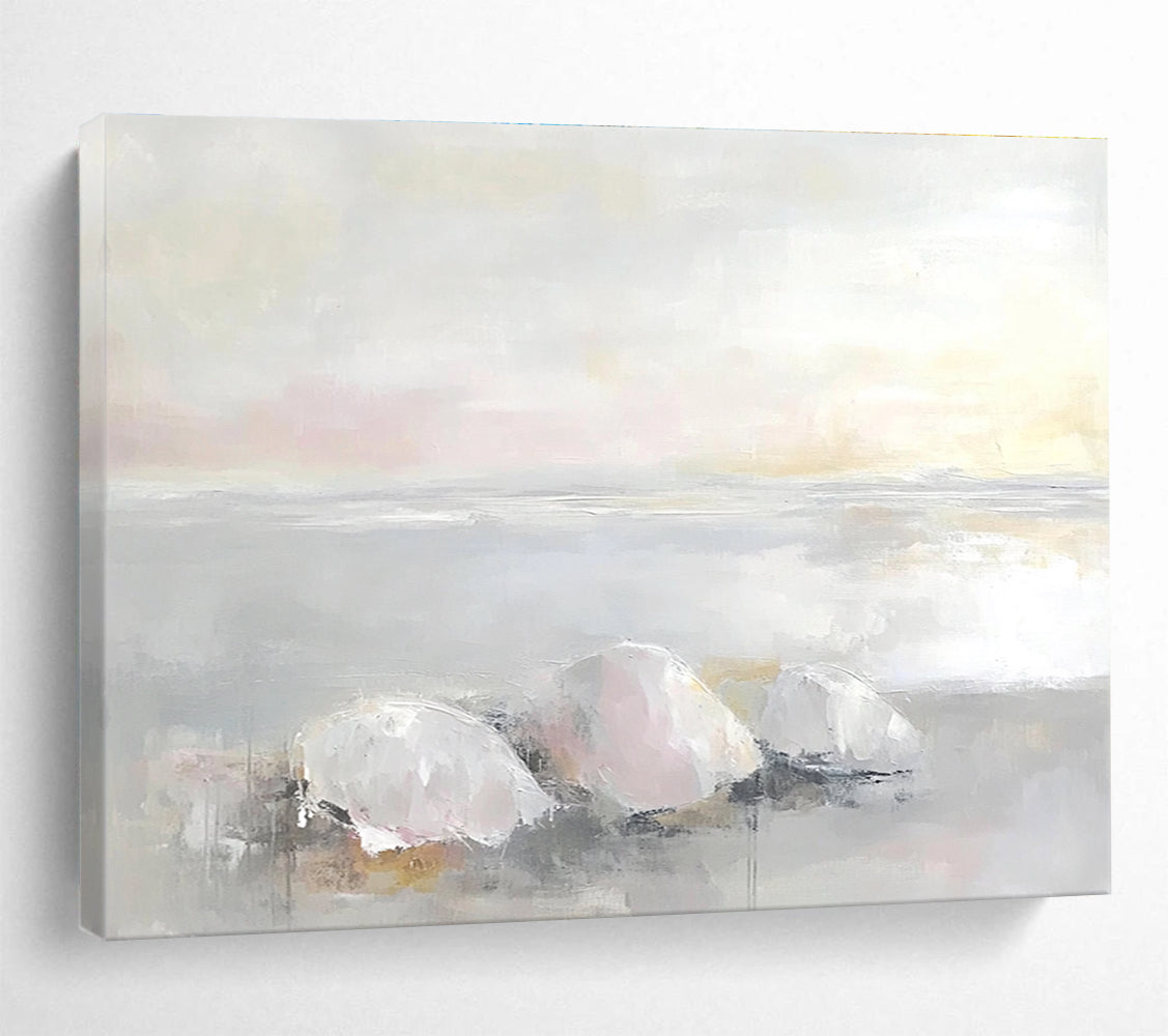 Pastel Seaside Stones Abstract Painting with Delicate Hues DYP337