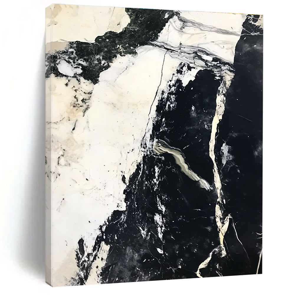 Black White Marble Abstract Painting with Natural Patterns GER743