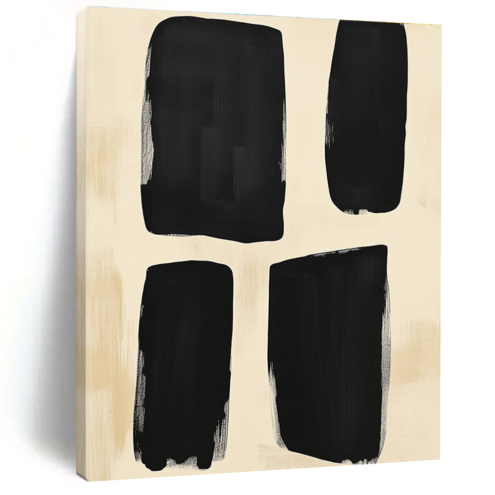Black Beige Rectangular Forms Abstract Painting GER829