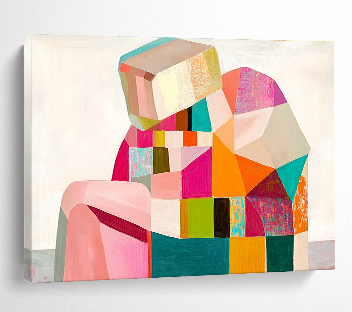 Colorful Geometric Figure Abstract Painting with Vibrant Shades DYP512