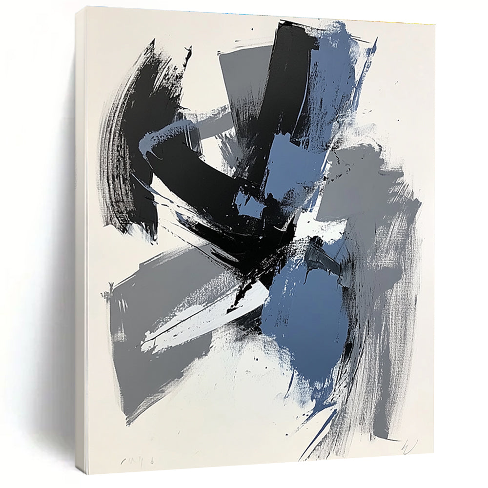 Black Gray Blue Abstract Painting GER824