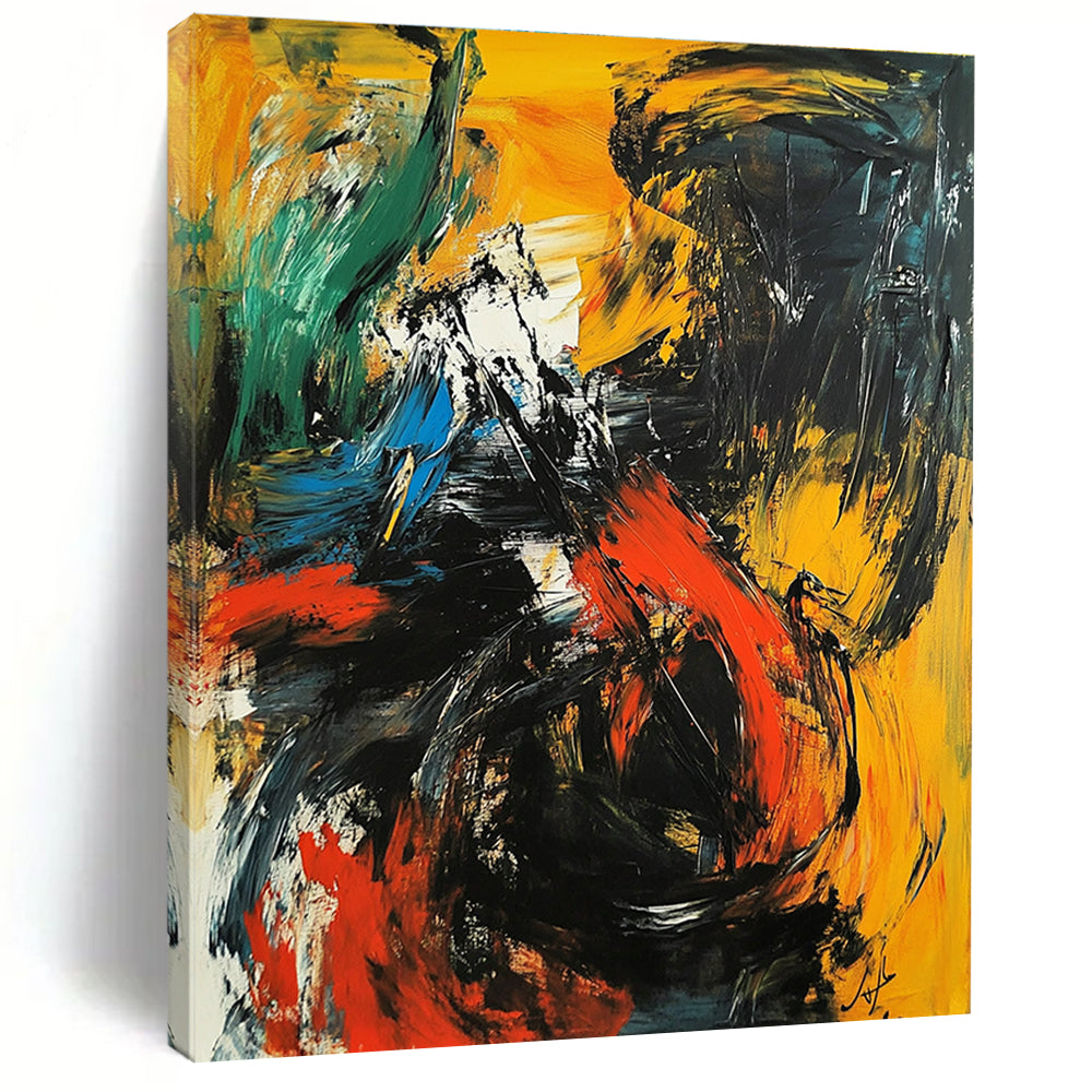 Dynamic Color Fusion Abstract Painting with Energetic Palette GER751