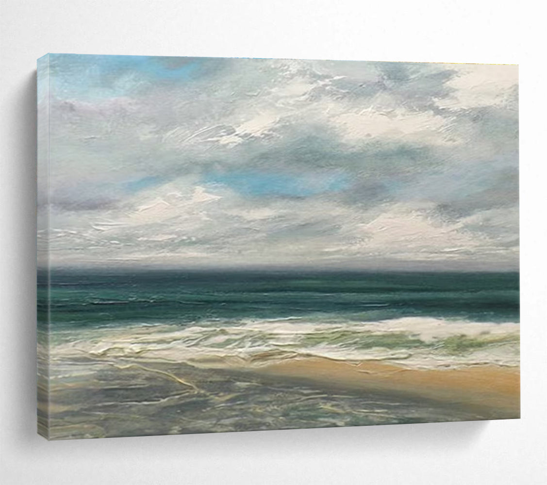 Blue Green Sky Sea Scene Abstract Painting THY020