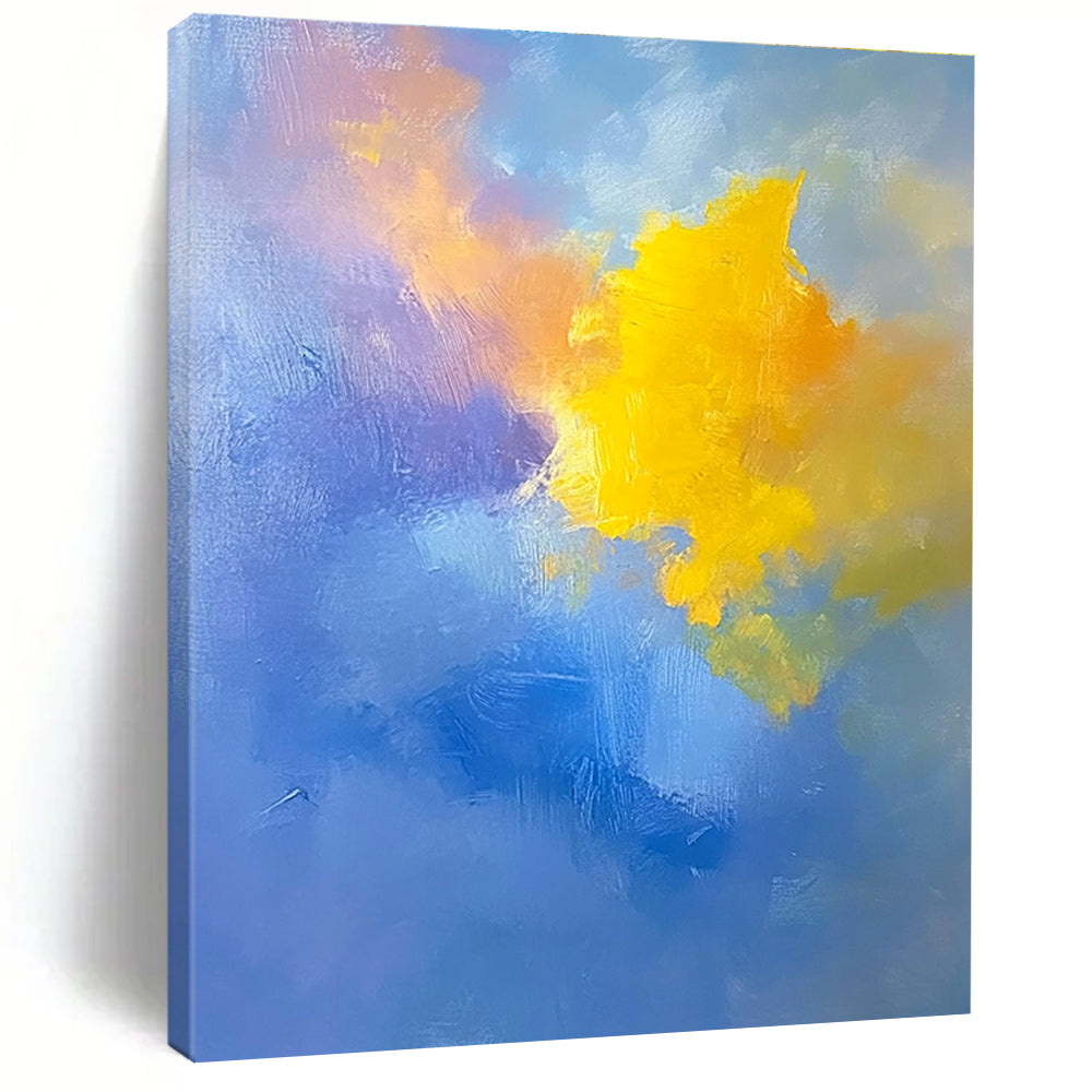 Blue Purple and Yellow Abstract Painting with Vibrant Clouds GER396