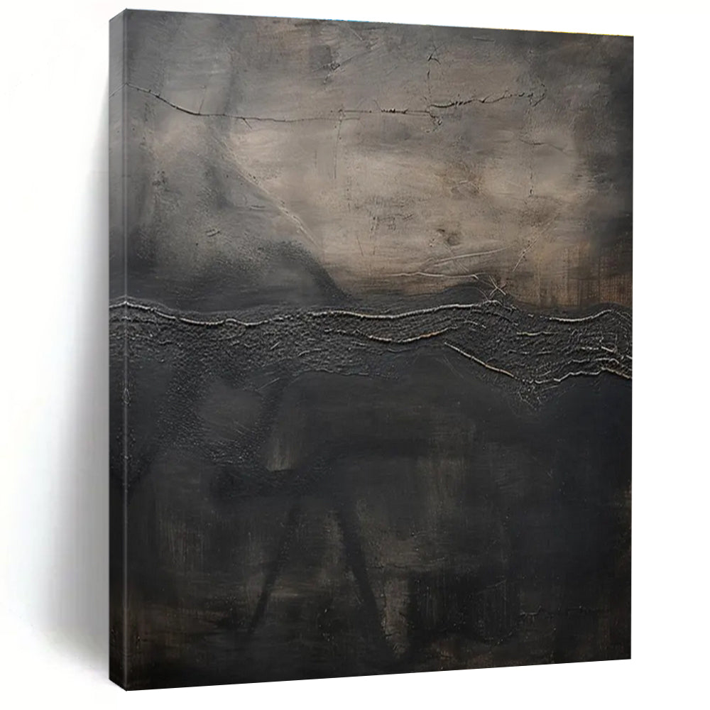 Dark Textured Abstract Painting with Earthy Tones ADGE491