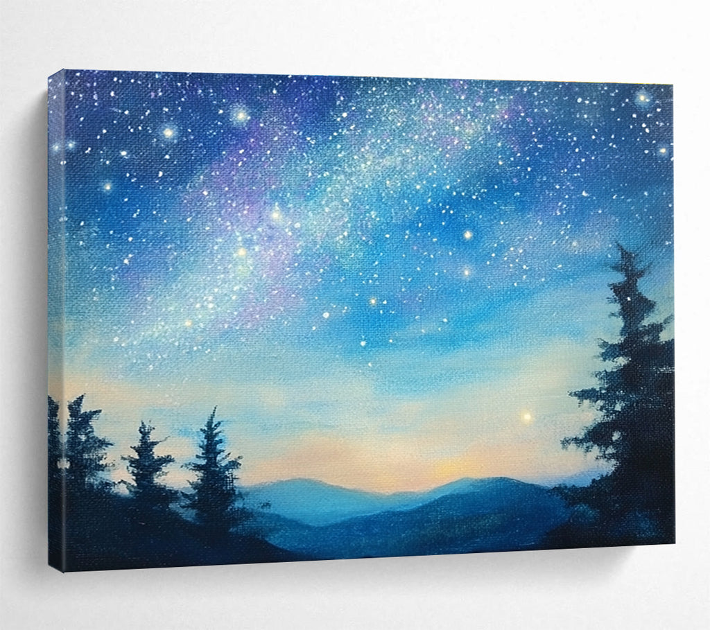 Starry Night Mountain - Celestial Landscape Abstract Painting DYP013