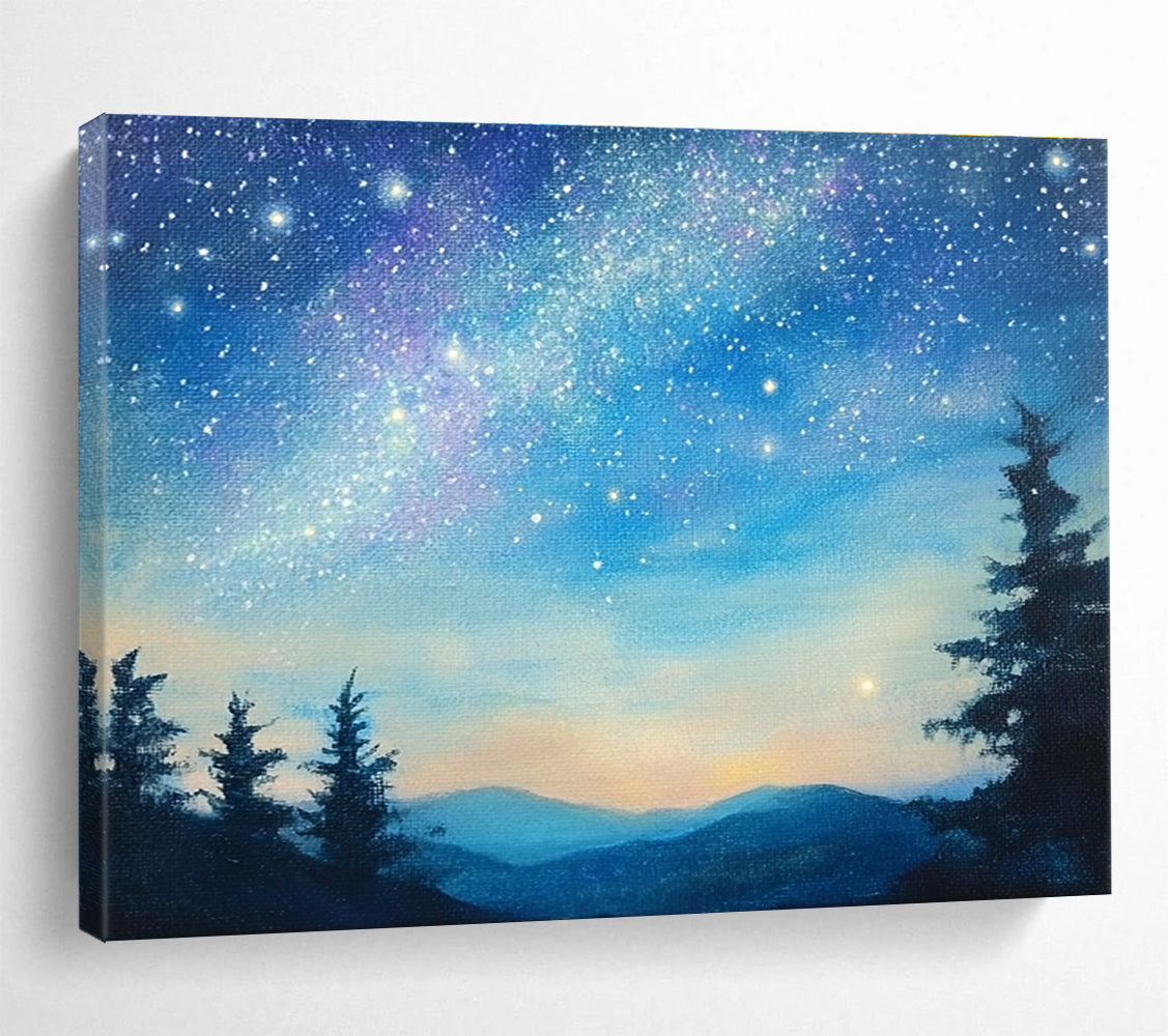 Starry Night Mountain - Celestial Landscape Abstract Painting DYP013