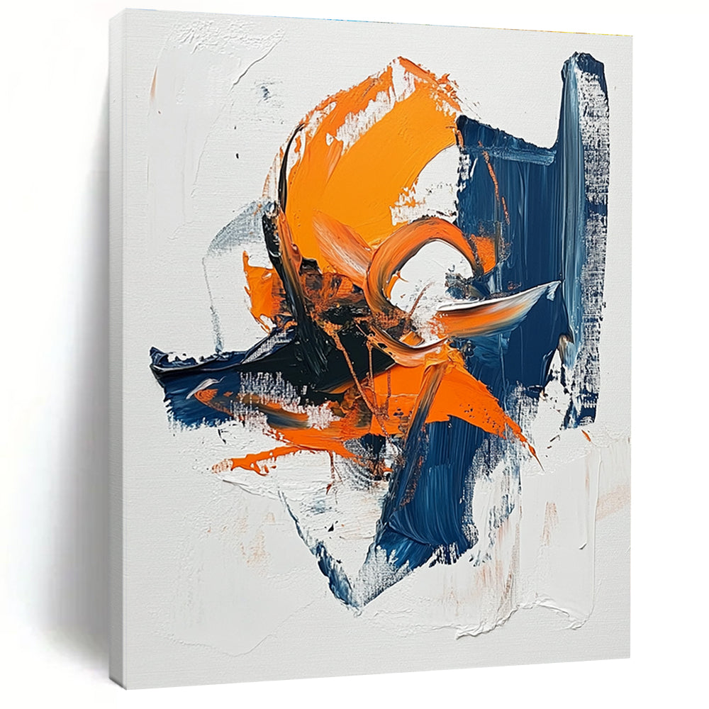 Orange and Blue Abstract Painting with Thick Textures GER445