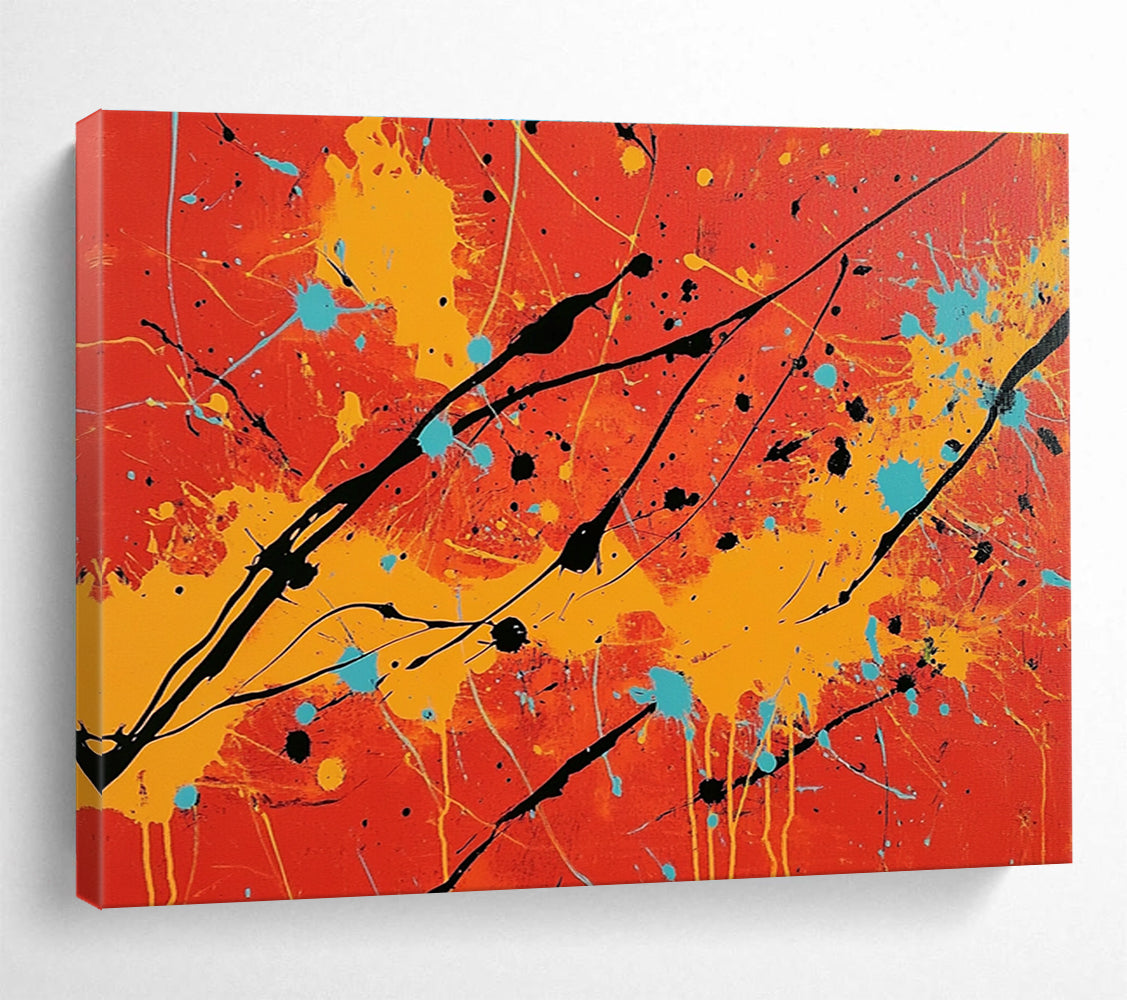 Red Yellow and Blue Splatter - Style Abstract Painting DYP122