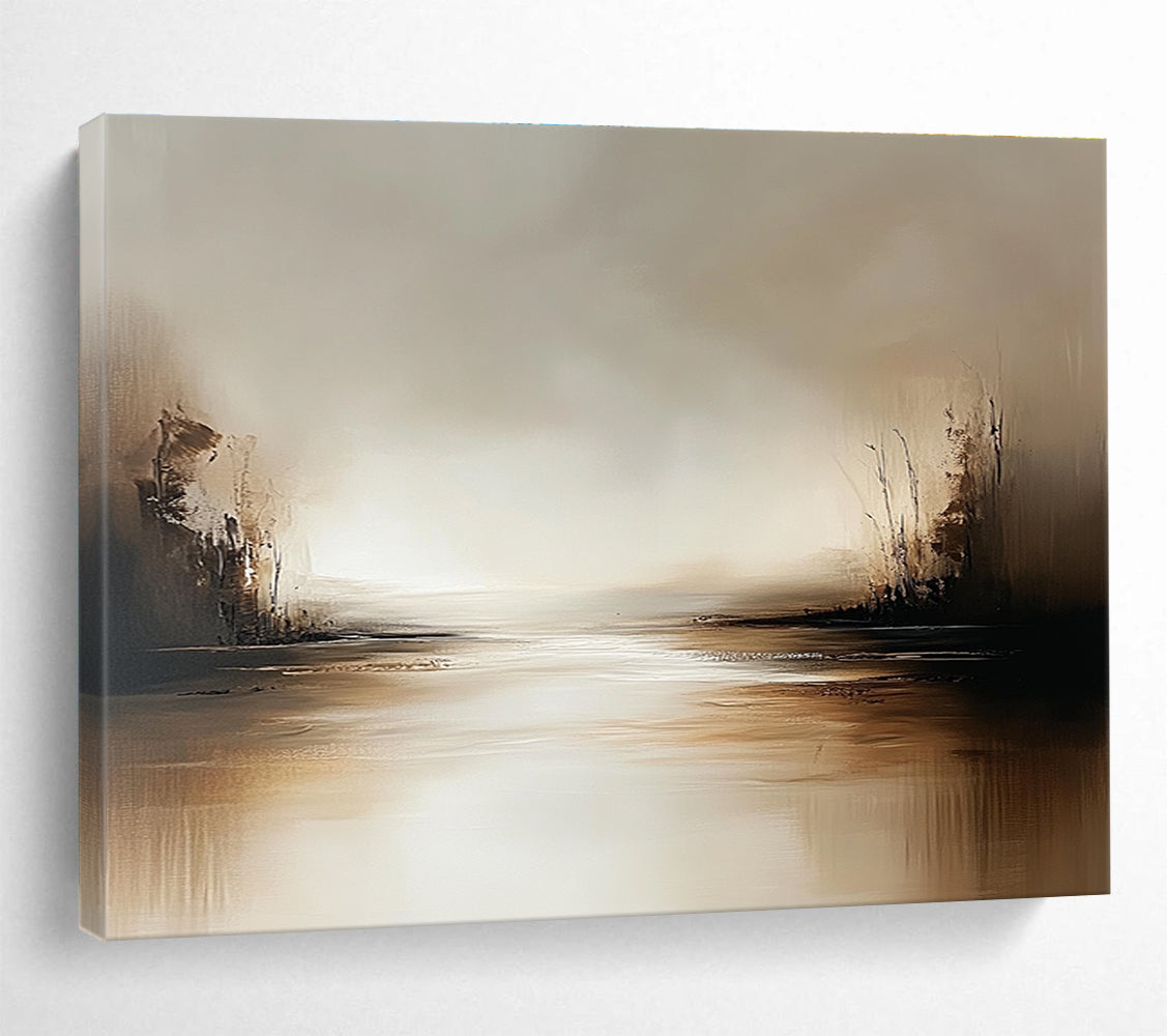 Warm Toned Landscape Abstract Painting with Browns and Creams DYP231