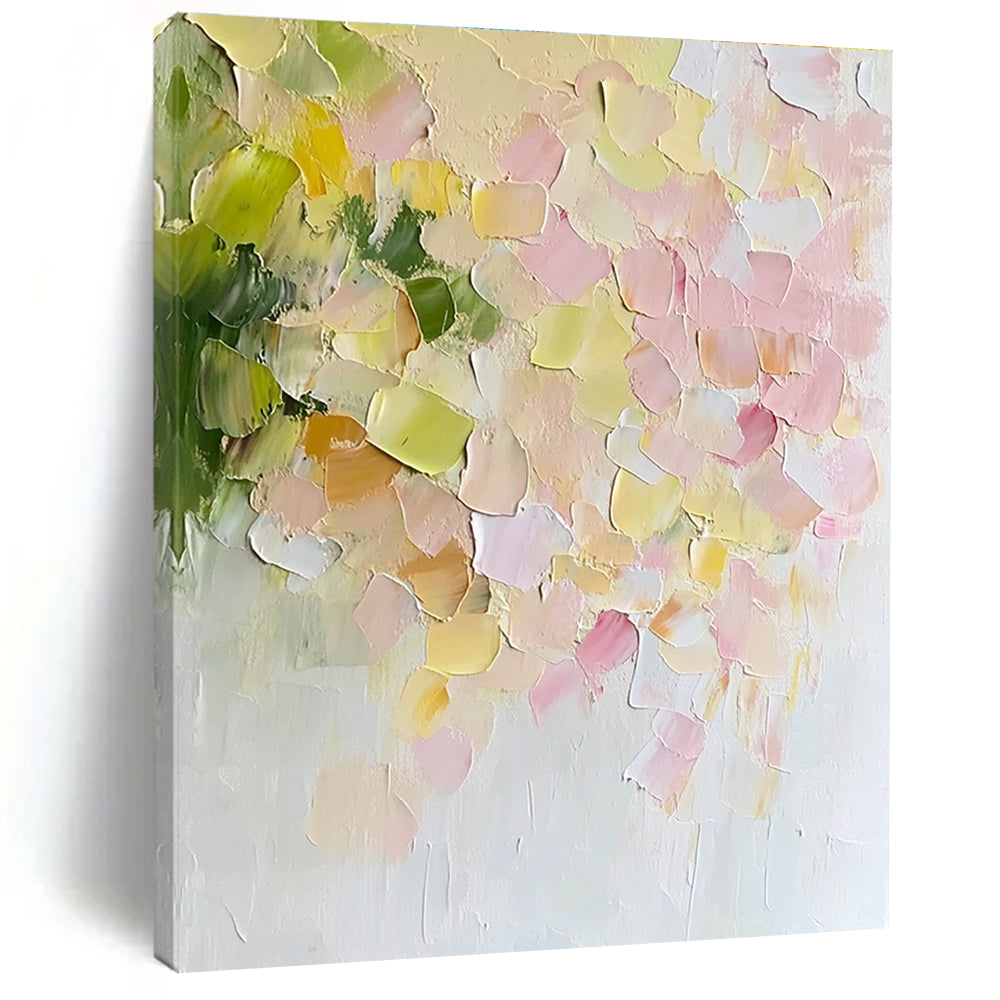 Textured Pastel Flower Abstract Painting with Impasto Technique GER415