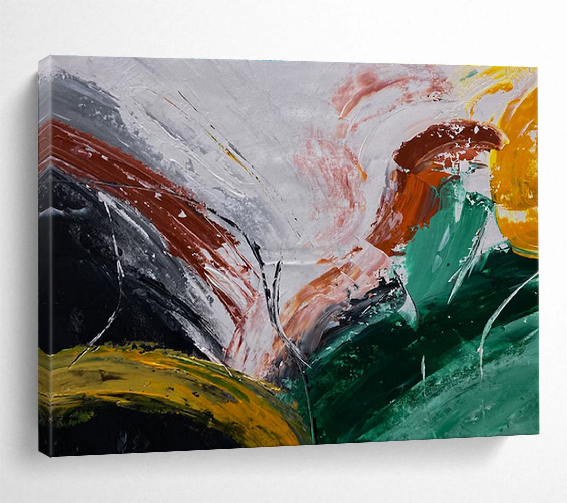 Colorful Swirl Abstract Painting with Dynamic Brushstrokes THY354
