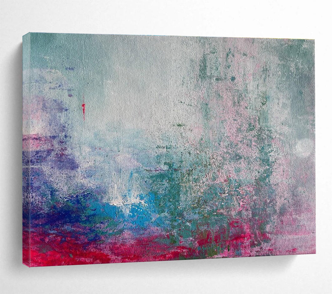 Blue Pink Abstract Painting with Dreamy, Ethereal Tones THY363