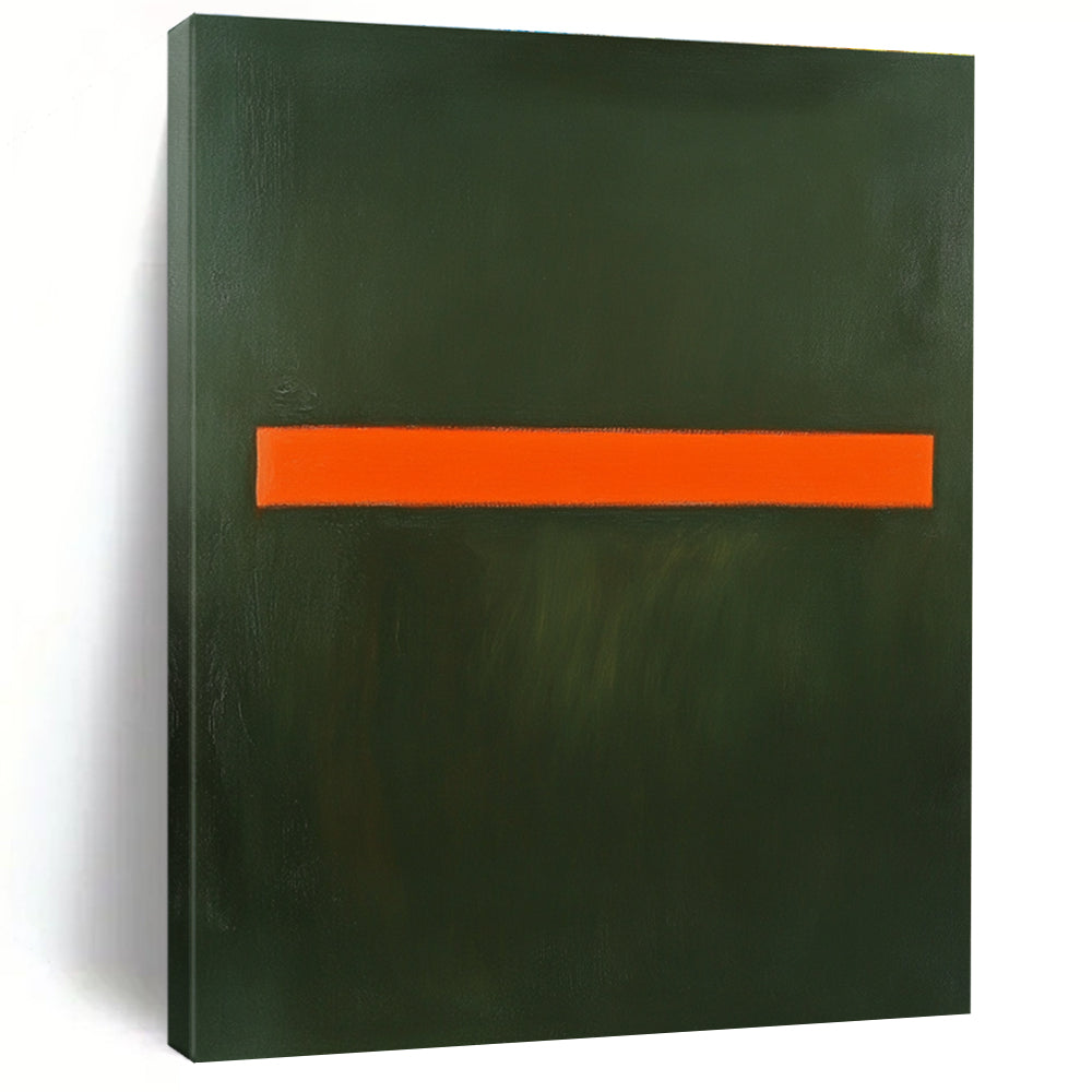 Green Orange Horizontal Line Abstract Painting GER857