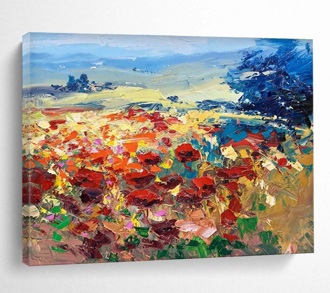 Colorful Poppy Field Abstract Painting THY475