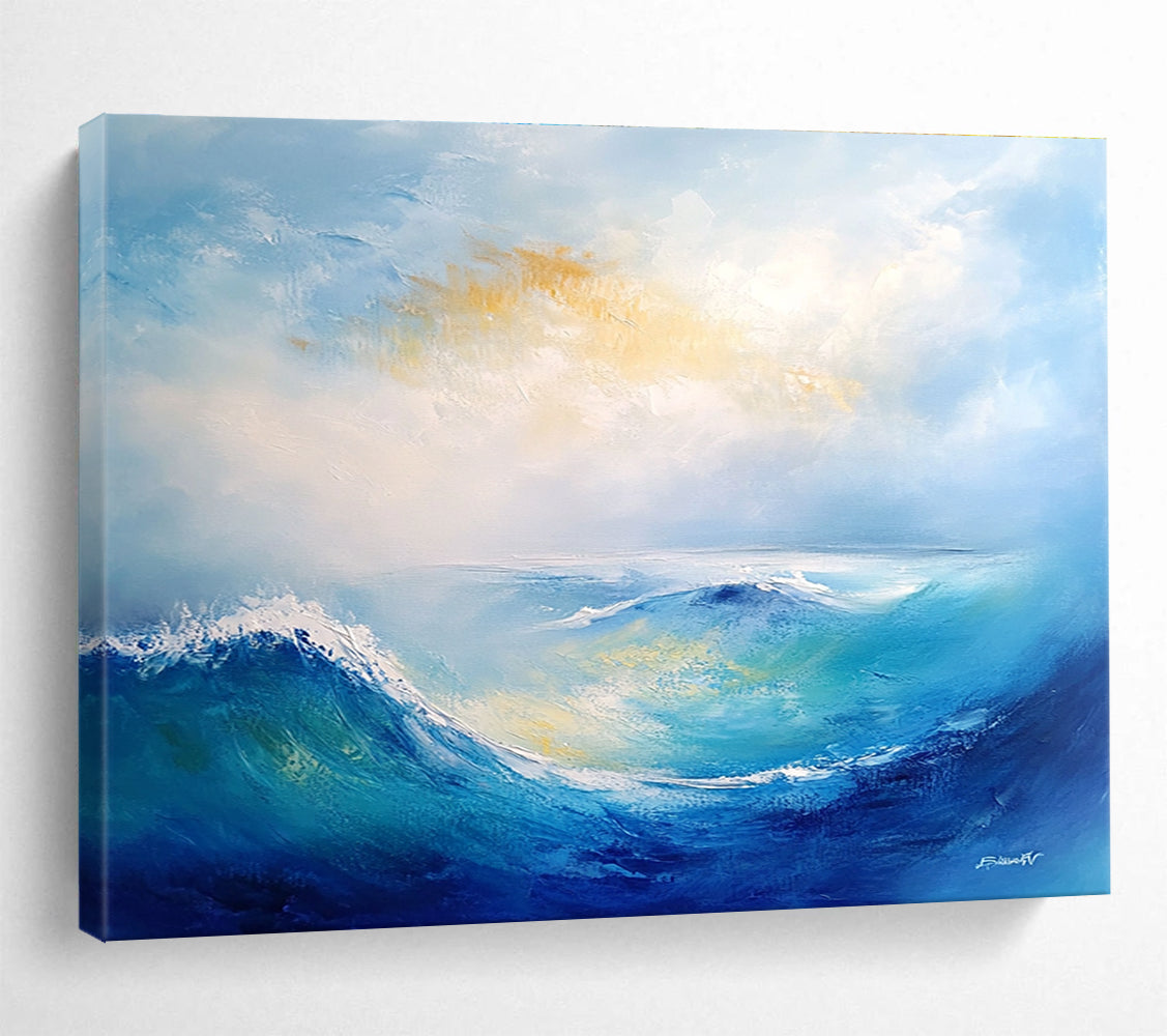 Blue Wave Abstract Painting with Light and Color DYP279