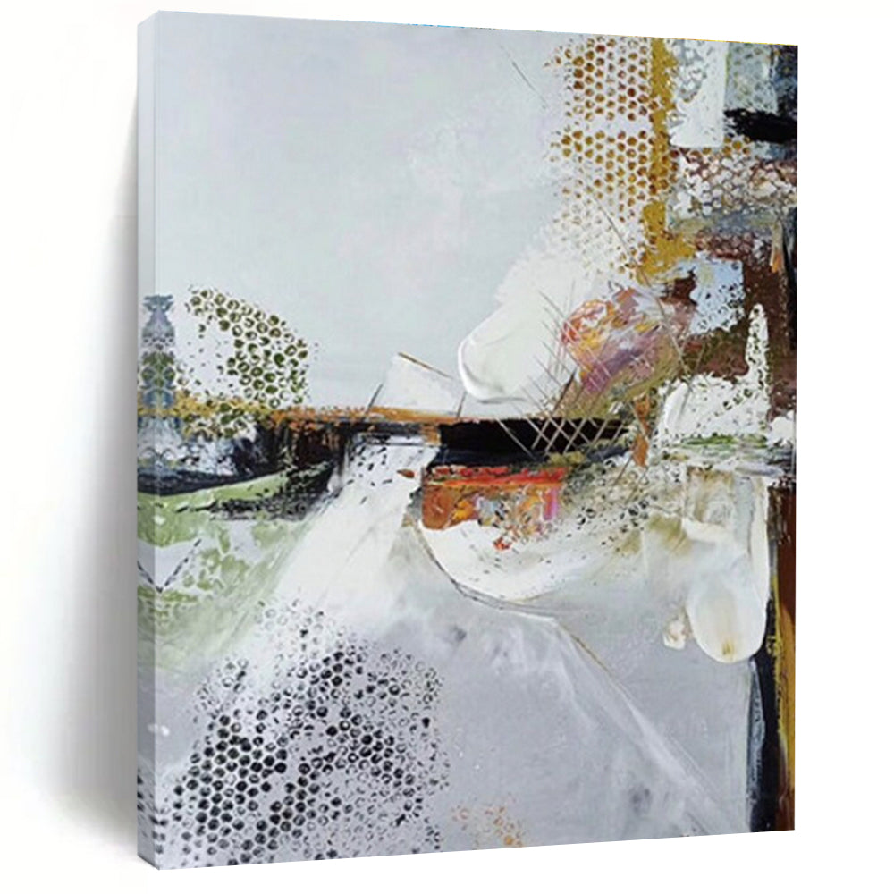 Grey Colorful Textured Abstract Painting ADGE047