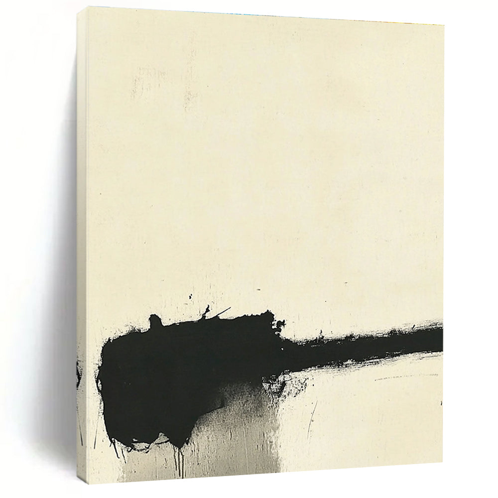 Minimal Black and White Abstract Painting with Raw Textures GER148