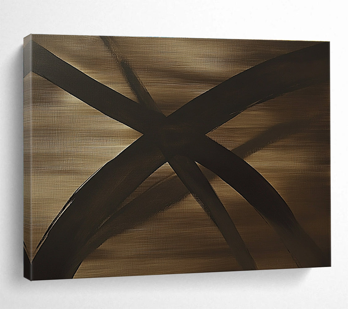 Brown and Black Abstract Cross Painting with Textured Surfaces DYP583