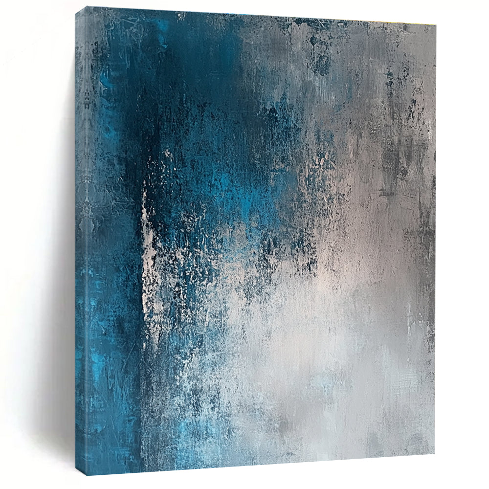 Blue and Gray Textured Gradient Abstract Painting GER213
