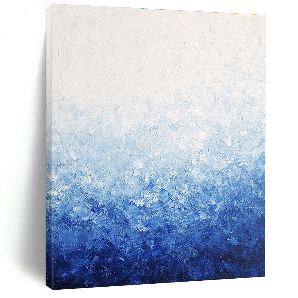 Blue Gradient Abstract Painting with Textured Depths GER393