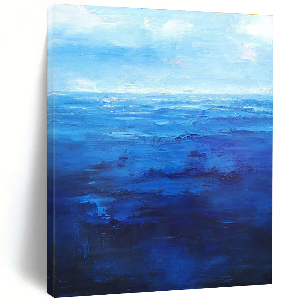 Blue Ocean Abstract Painting with Textured Waves ADGE345