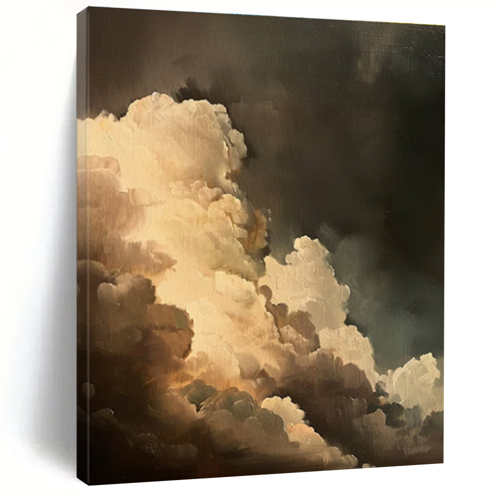 Brown Grey White Cloud Abstract Painting ADGE014