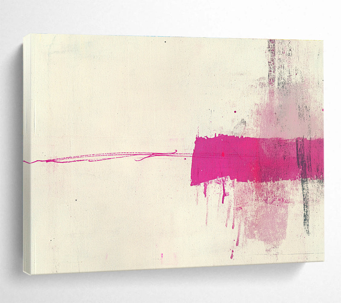 Pink and White Minimalist Abstract Painting with Bold Strokes DYP141