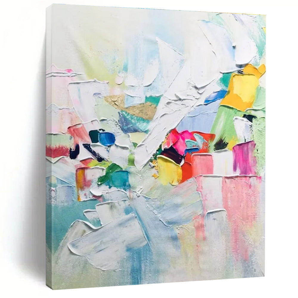 Colorful Block Abstract Painting with White Dominance (Repeat) ADGE279